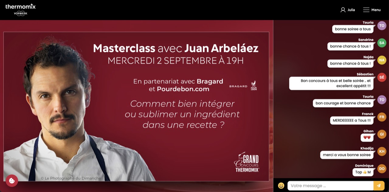 Plateforme du Grand Concours Thermomix pendant la masterclass