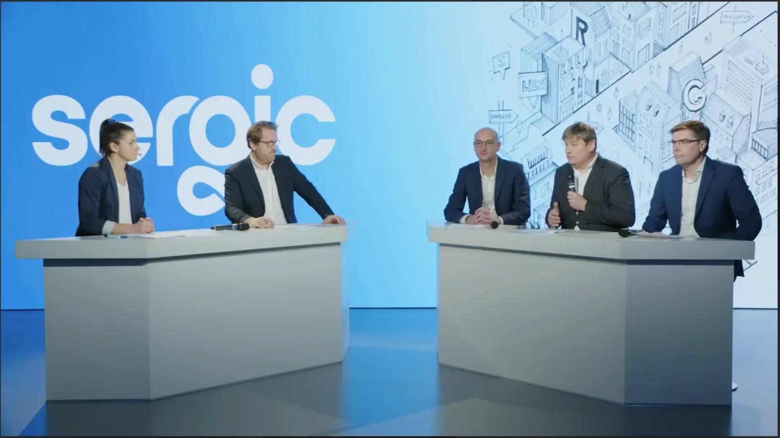 Cérémonie de vœux digitale Sergic : dirigeants sur le plateau TV