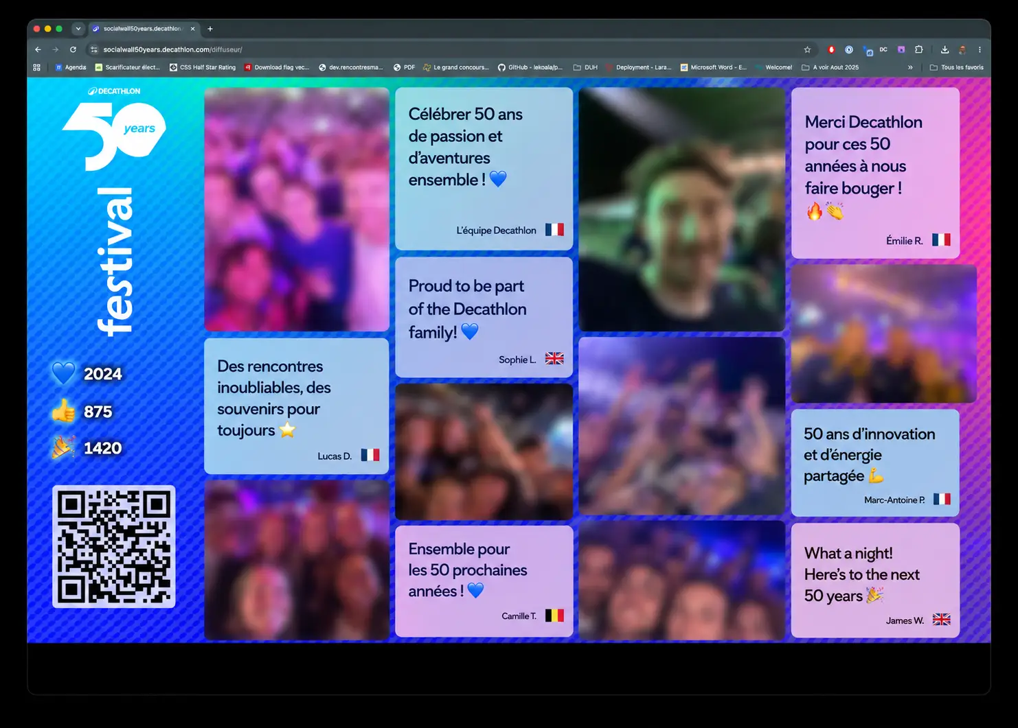 Décathlon social wall application mobile envoi photo