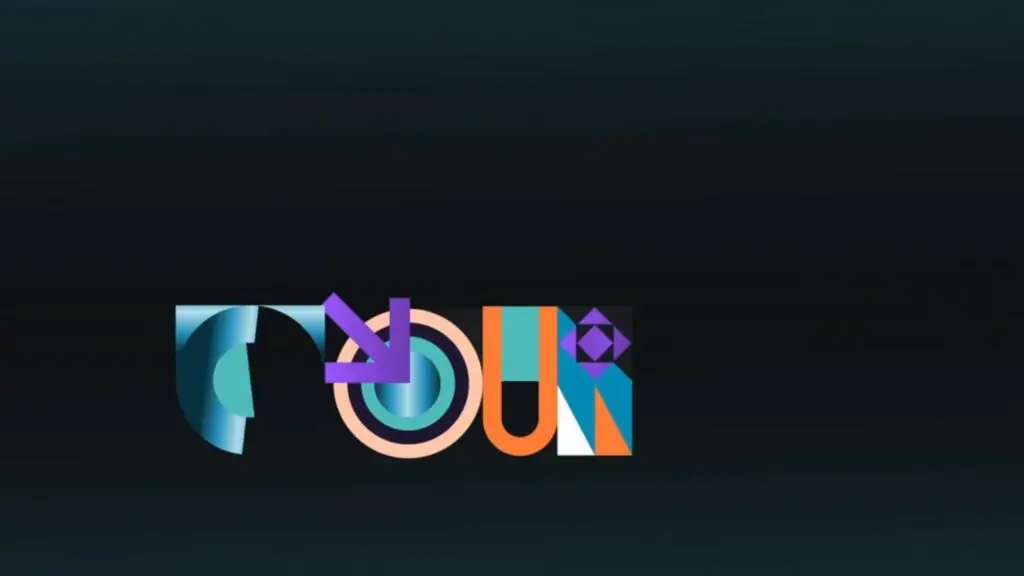 Jingle motion design ADEO XP : premières formes géométriques qui apparaissent sur fond sombre