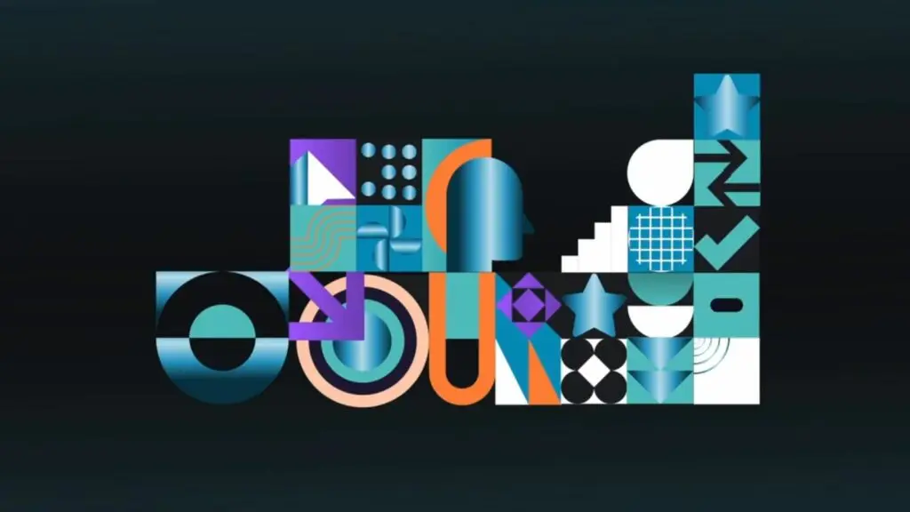 Jingle motion design ADEO XP : mosaïque d’icônes bleues et orange qui se déploie