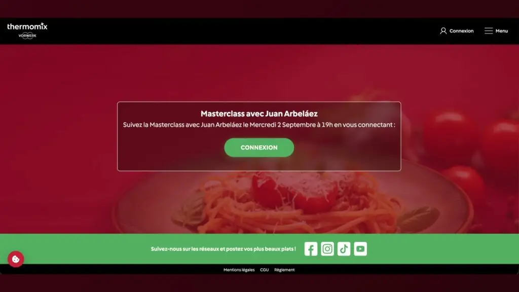 Page d’accès à la masterclass en direct du Grand Concours Thermomix
