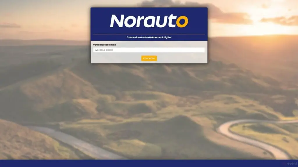 Page de connexion de la plateforme événementielle multilingue Norauto Live