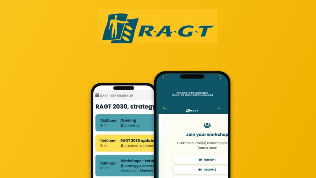 Plateforme convention digitale MyEvent pour la RAGT Digital Convention sur smartphone