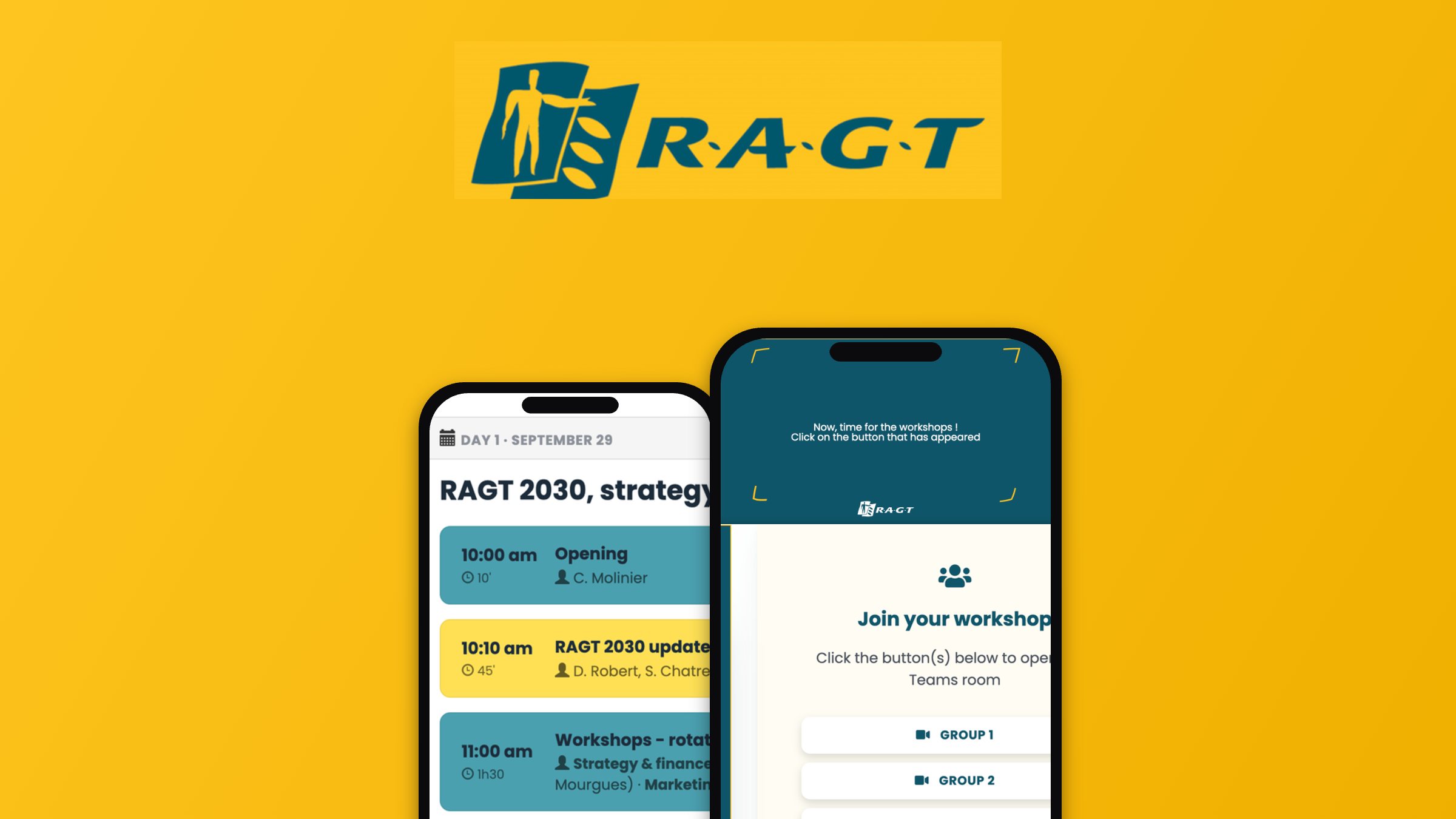 Plateforme convention digitale MyEvent pour la RAGT Digital Convention sur smartphone