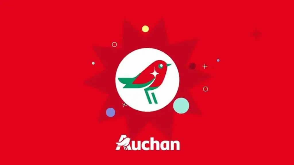 Vidéo motion design Auchan : logo Auchan sur fond rouge