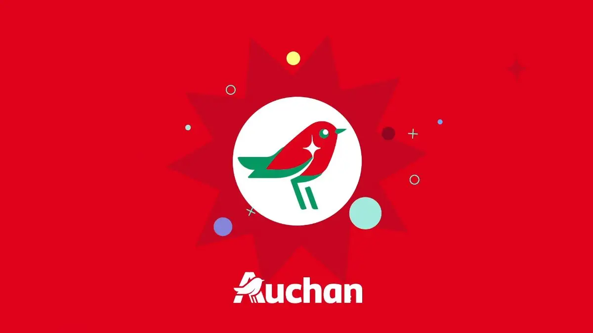 Vidéo motion design Auchan : logo Auchan sur fond rouge