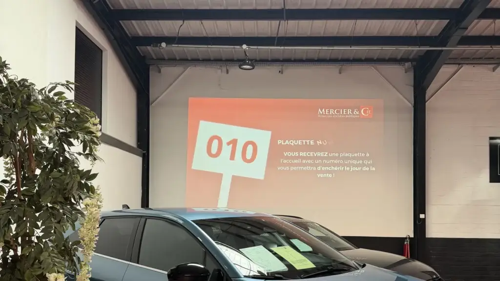 Projection de la plaquette enchérisseur - salle de vente aux enchères Mercier Automobiles