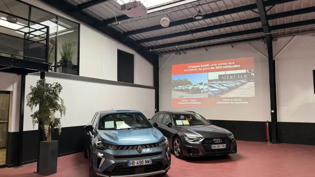 Vidéoprojection de la vente du lundi - salle de vente aux enchères Mercier Automobiles