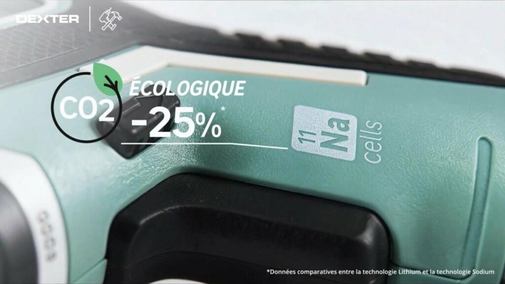 Vidéo publicitaire Dexter : habillage graphique sur l'impact environnemental de la batterie sodium